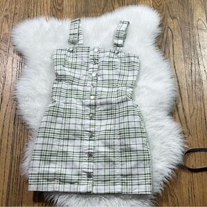 Forever 21 Green Plaid One Shoulder Dress